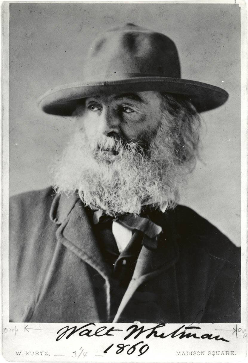 Whitman between 1866 and 1869 (photo W. Kurtz):  