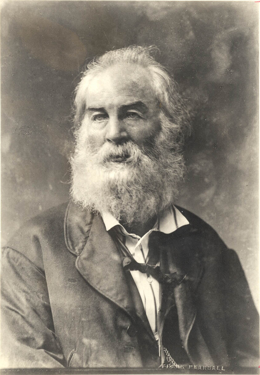 Whitman with collar and chain (Photo F. Pearsall, btw 1868 and 1872.)
