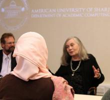 Robinson and Merrill lead a workshop with English faculty at the American University of Sharjah.jpg
