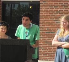 BTL and IYWS students participate in a reading at the Iowa City Book Festival.
