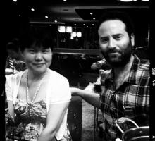 A Mao and Dan O'Brien pose for a quick picture following a meal in Shanghai.