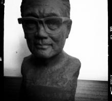 The writers visited the former residence of seminal Shanghai author Ba Jin. Seen here is a small bust of the author.