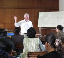 3-Bob Hass talking about Poetry to faculty at Yangon University.jpg