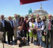 Most of our group outside of Rumi's Shrine and Museum in Konya.jpg