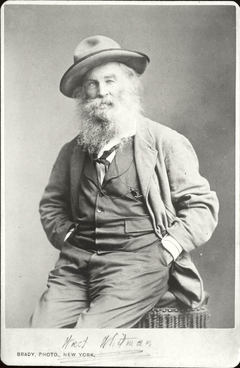 Whitman, the sensitive tough, in his 'sauce-pan hat.'