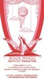 The cover of the Book Wings program - at the bottom, an open book with a hand with wings holding a pencil coming out of the center, above is a hot air balloon.