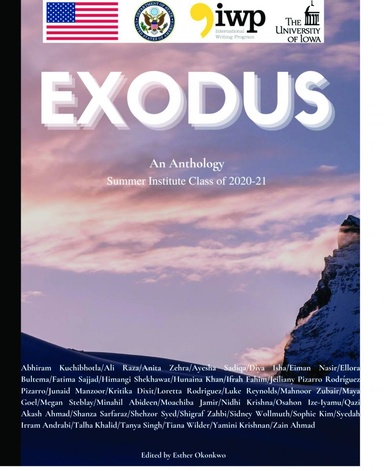 The cover of Exodus, a compilation of work by the 2020-21 participants.