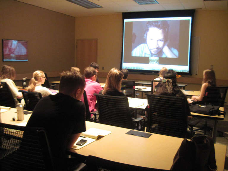 Between the Lines participants listen to Chandrahas Choudhury discuss writing via Zoom.