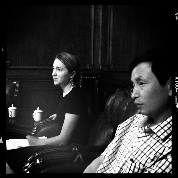 Dora Malech and Zhang Yuntao during the first creative session.