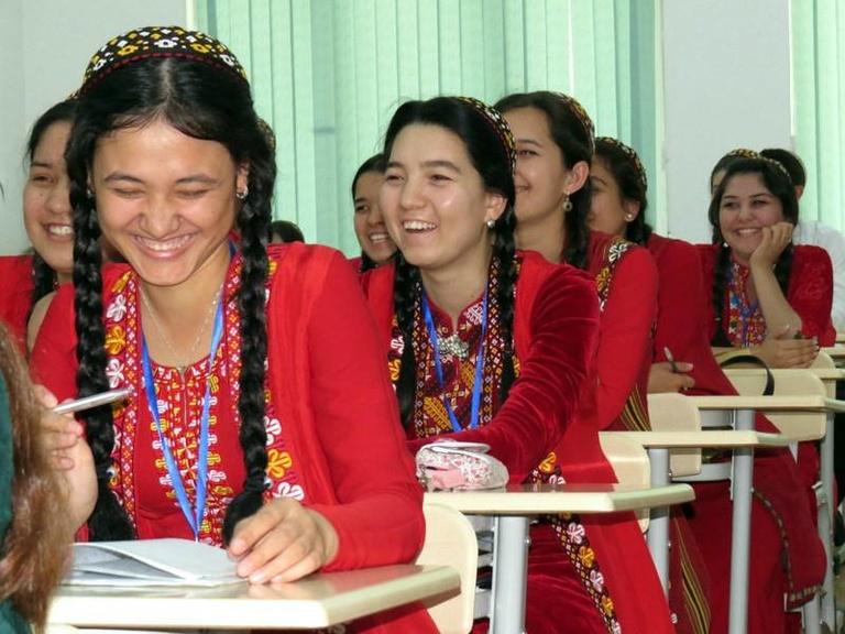 The students at International Turkmen Turkish University in Turkmenistan.